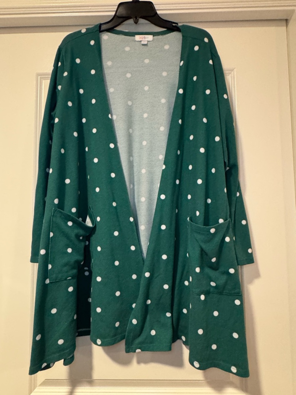 LuLaRoe Caroline Green and White Polka Dot XL